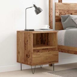 Berkfield Home Bedside Cabinet Old Wood 40x35x50 cm Engineered Wood in Brown - Size: 40 x 35 x 50 cm - thumbnail 3