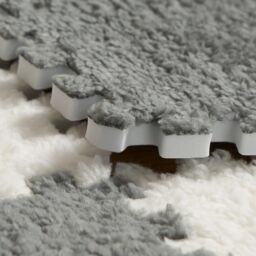 OHS 9 x Teddy Fleece Interlocking Foam Floor Tiles Yoga Kids Mat Carpet in Grey - Size: Medium - thumbnail 4