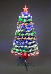 Shatchi 5Ft/150cm Frosted Tips 8 Modes Fibre Optic Christmas Tree LED Pre-Lit in Green - Size: 5ft - thumbnail 5