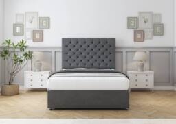 "Sloomy Mayfair Coniston Divan Bed Base 4 Drawers - 26"" Headboard in Dark Grey - Size: Double" - thumbnail 2