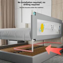 SPETLEK 1.75M Kids Bed Rail Bed Guard Protection in Grey - thumbnail 4