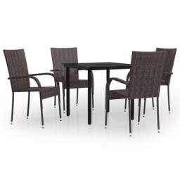 Berkfield Home Decorative 5 Piece Outdoor Dining Set Brown & Black - thumbnail 3