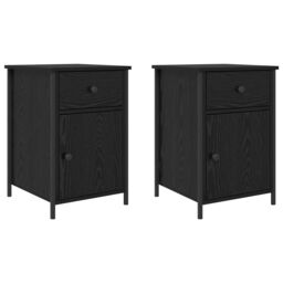 Berkfield Home Bedside Cabinets 2 pcs Black Oak 40x42x60 cm Engineered Wood in Brown - Size: 40 x 42 x 60 cm - thumbnail 2