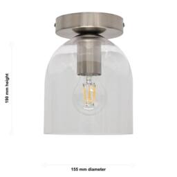 First Choice Lighting Set of 2 Belten - Glass Cloche Satin Nickel Ceiling Light Fittings in Clear - thumbnail 6