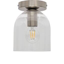 First Choice Lighting Set of 2 Belten - Glass Cloche Satin Nickel Ceiling Light Fittings in Clear - thumbnail 2
