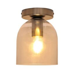 First Choice Lighting Set of 2 Belten - Glass Cloche Satin Nickel Ceiling Light Fittings in Clear - thumbnail 3