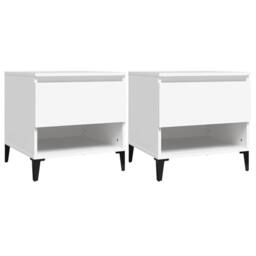 Berkfield Home Side Tables 2 pcs White 50x46x50 cm Engineered Wood - Size: 50 x 46 x 50 cm - thumbnail 2