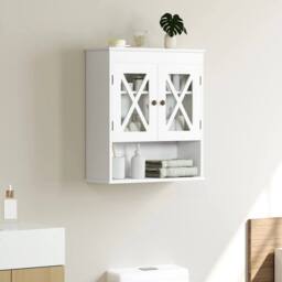 KORVIXA Wall Mounted Medicine Cabinet with 2 Acrylic Doors in White - Size: W900mm x H650mm - thumbnail 1