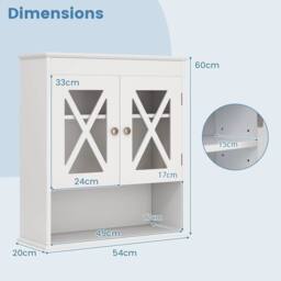 KORVIXA Wall Mounted Medicine Cabinet with 2 Acrylic Doors in White - Size: W900mm x H650mm - thumbnail 2