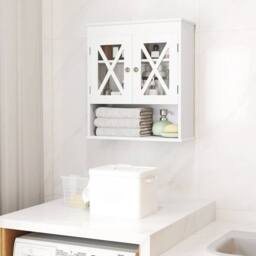 KORVIXA Wall Mounted Medicine Cabinet with 2 Acrylic Doors in White - Size: W900mm x H650mm - thumbnail 4