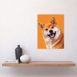 "Artery8 Happy Shiba Inu Dog Lover Pet Portrait Orange Wall Art Print - Size: W12"" x H16""" - thumbnail 4