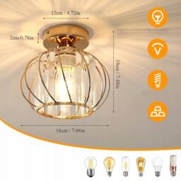 COMELY Crystal Ceiling Lights, E27 Vintage Gold Ceiling Lights, Mini Chandelier - thumbnail 8