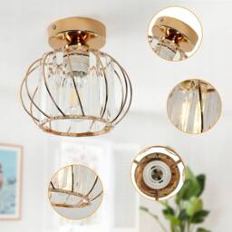 COMELY Crystal Ceiling Lights, E27 Vintage Gold Ceiling Lights, Mini Chandelier - thumbnail 9