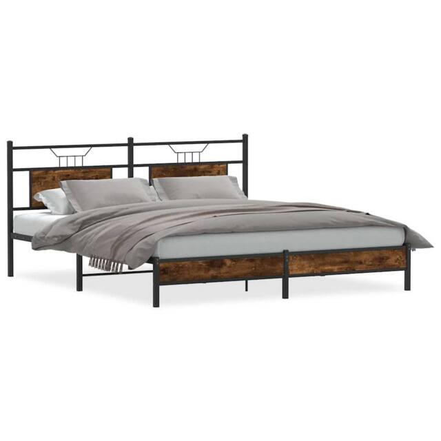 Berkfield Home Bed Frame without Mattress Smoked Oak 183x203 cm Engineered Wood in Brown - image 1
