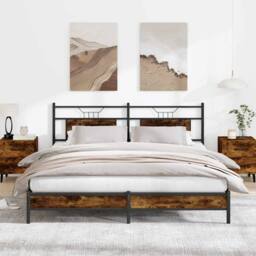 Berkfield Home Bed Frame without Mattress Smoked Oak 183x203 cm Engineered Wood in Brown - thumbnail 2