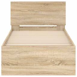 Berkfield Home Bed Frame without Mattress with Headboard Sonoma Oak 90x200 cm in Brown - thumbnail 5