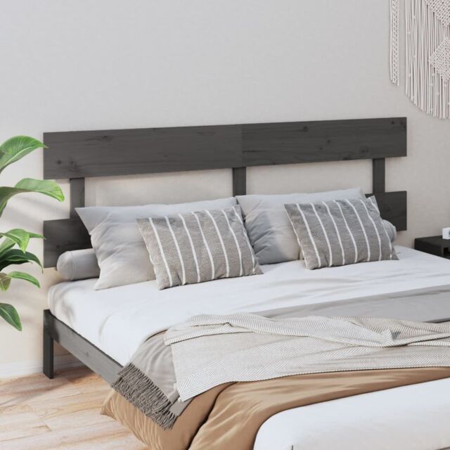 Berkfield Home Bed Headboard Grey 204x3x81 cm Solid Wood Pine - Size: 204 x 3 x 81 cm - image 1