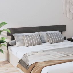 Berkfield Home Bed Headboard Grey 204x3x81 cm Solid Wood Pine - Size: 204 x 3 x 81 cm - thumbnail 4