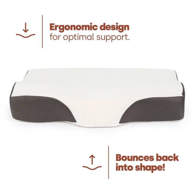 FLAVORA Neck Support Pillow Memory Foam Washable Cover in Grey - Size: Single - image 1