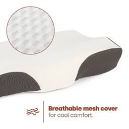 FLAVORA Neck Support Pillow Memory Foam Washable Cover in Grey - Size: Single - thumbnail 5