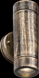 Netlighting Knightsbridge EAMON 230V IP54 GU10 Polycarbonate UpDown Wall light Brushed Brass EA2BB in Yellow