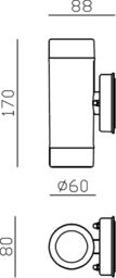 Netlighting Knightsbridge EAMON 230V IP54 GU10 Polycarbonate UpDown Wall light Brushed Brass EA2BB in Yellow - thumbnail 2