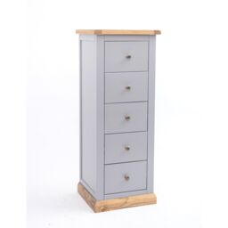 Cabinet Bits Bicarri 5 Drawer Narrow Chest of Drawers Brass Knob in Grey - thumbnail 2