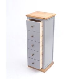 Cabinet Bits Bicarri 5 Drawer Narrow Chest of Drawers Brass Knob in Grey - thumbnail 4