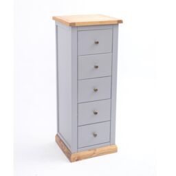 Cabinet Bits Bicarri 5 Drawer Narrow Chest of Drawers Brass Knob in Grey - thumbnail 3