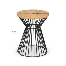 Cheshire Carloway Round Wire Lamp Table in Euro Oak & Black in Beige - thumbnail 6