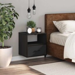 Berkfield Home Wall-mounted Bedside Cabinet Black 40x31x39.5 cm - thumbnail 3