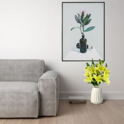 Pegdev Pack of 6 Yellow Lily Stems 100cm with 18 Silk Flowers - thumbnail 3