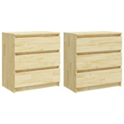 Berkfield Home Bedside Cabinets 2 pcs 60x36x64 cm Solid Pinewood in Brown - Size: 60 x 36 x 64 cm - thumbnail 2