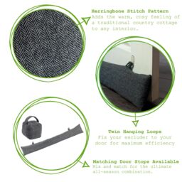 Nicola Spring 2x Herringbone Draught Excluders - 78.5cm - Indoor Draught Stopper in Grey - thumbnail 2