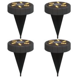 Berkfield Home Solar Ground Lights with Ground Spikes Outdoor 4 pcs Warm White in Black - thumbnail 2
