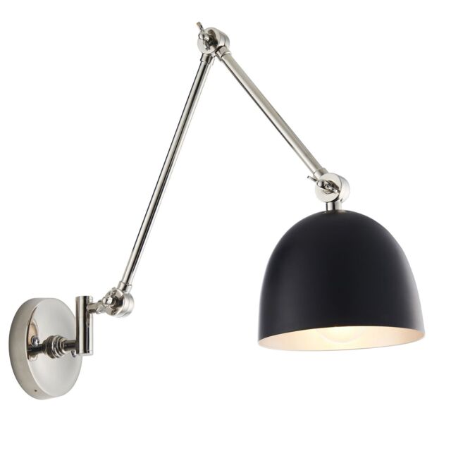 Loops Wall Light - Polished Nickel Plate & Matt Black - 10W LED E27 - Dimmable in Metallics - image 1