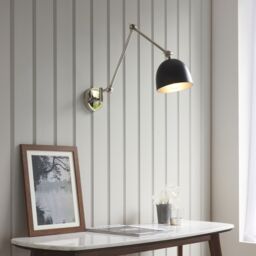 Loops Wall Light - Polished Nickel Plate & Matt Black - 10W LED E27 - Dimmable in Metallics - thumbnail 3
