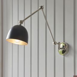 Loops Wall Light - Polished Nickel Plate & Matt Black - 10W LED E27 - Dimmable in Metallics - thumbnail 5