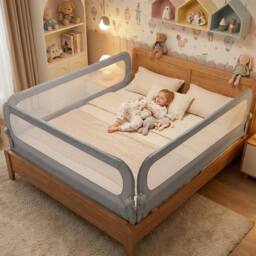 CASART Foldable Toddler Bed Rail 198 cm Long Adjustable Baby Bed Rail Guard in Grey - thumbnail 6