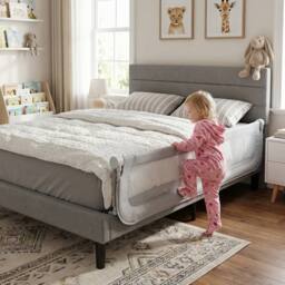 CASART Foldable Toddler Bed Rail 198 cm Long Adjustable Baby Bed Rail Guard in Grey - thumbnail 5
