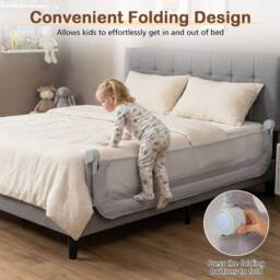 CASART Foldable Toddler Bed Rail 198 cm Long Adjustable Baby Bed Rail Guard in Grey - thumbnail 9