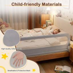 CASART Foldable Toddler Bed Rail 198 cm Long Adjustable Baby Bed Rail Guard in Grey - thumbnail 8