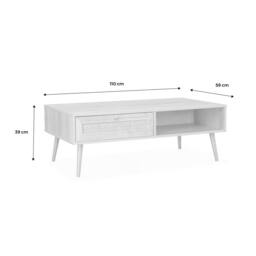 sweeek Coffee Table With Wood & Cane Effect in Dark Brown - thumbnail 5