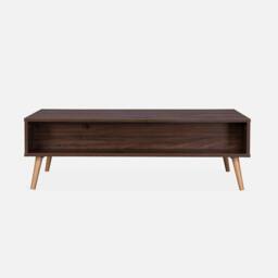 sweeek Coffee Table With Wood & Cane Effect in Dark Brown - thumbnail 4