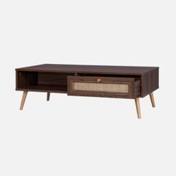 sweeek Coffee Table With Wood & Cane Effect in Dark Brown - thumbnail 3