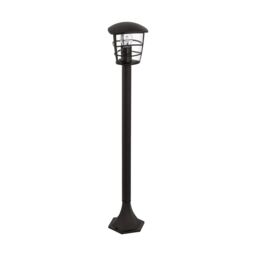 Loops IP44 Outdoor Bollard Light Black Lantern 1 x 60W E27 Bulb Lamp Post - thumbnail 1