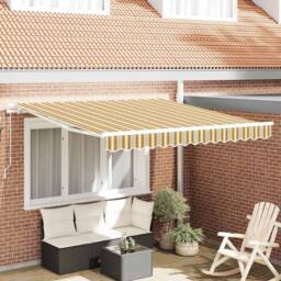 Berkfield Home Manual Retractable Awning Multicolour Stripe 350x250 cm - thumbnail 2