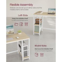 VASAGLE Industrial Computer Desk Office Table Study Bedroom in Natural - thumbnail 3