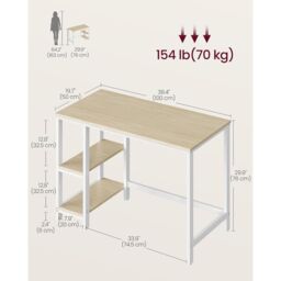 VASAGLE Industrial Computer Desk Office Table Study Bedroom in Natural - thumbnail 2