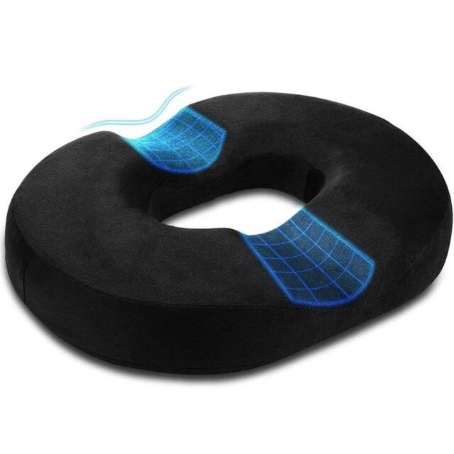 VOGREX Orthopedic Memory Foam Donut Cushion Tailbone Pain Relief UK in Black - image 1